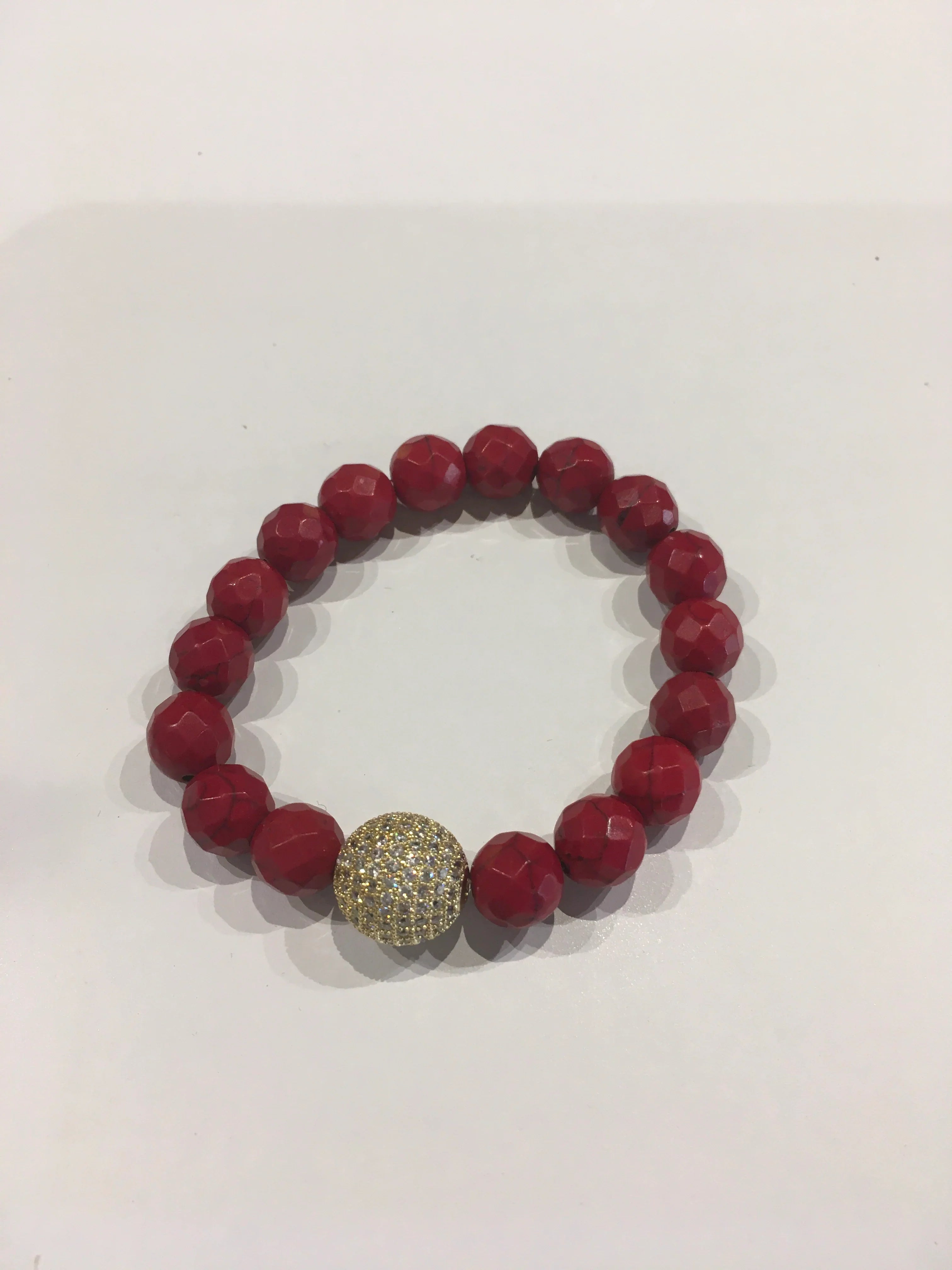 Gemstone Bracelet with Pave Stone