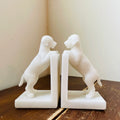 Faux Marble Playful Puppy Bookends