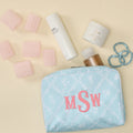 Weezie Blue Trellis Patterned Toiletry Bag