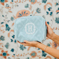 Weezie Blue Trellis Patterned Toiletry Bag