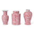 Hand-Painted Pink Chinoiserie Vases / Jar - Ceramic