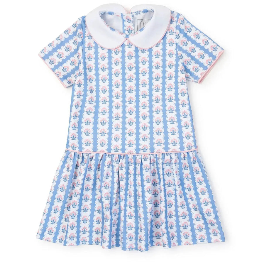 Girls Blue Harvest Ribbon Floral Dress