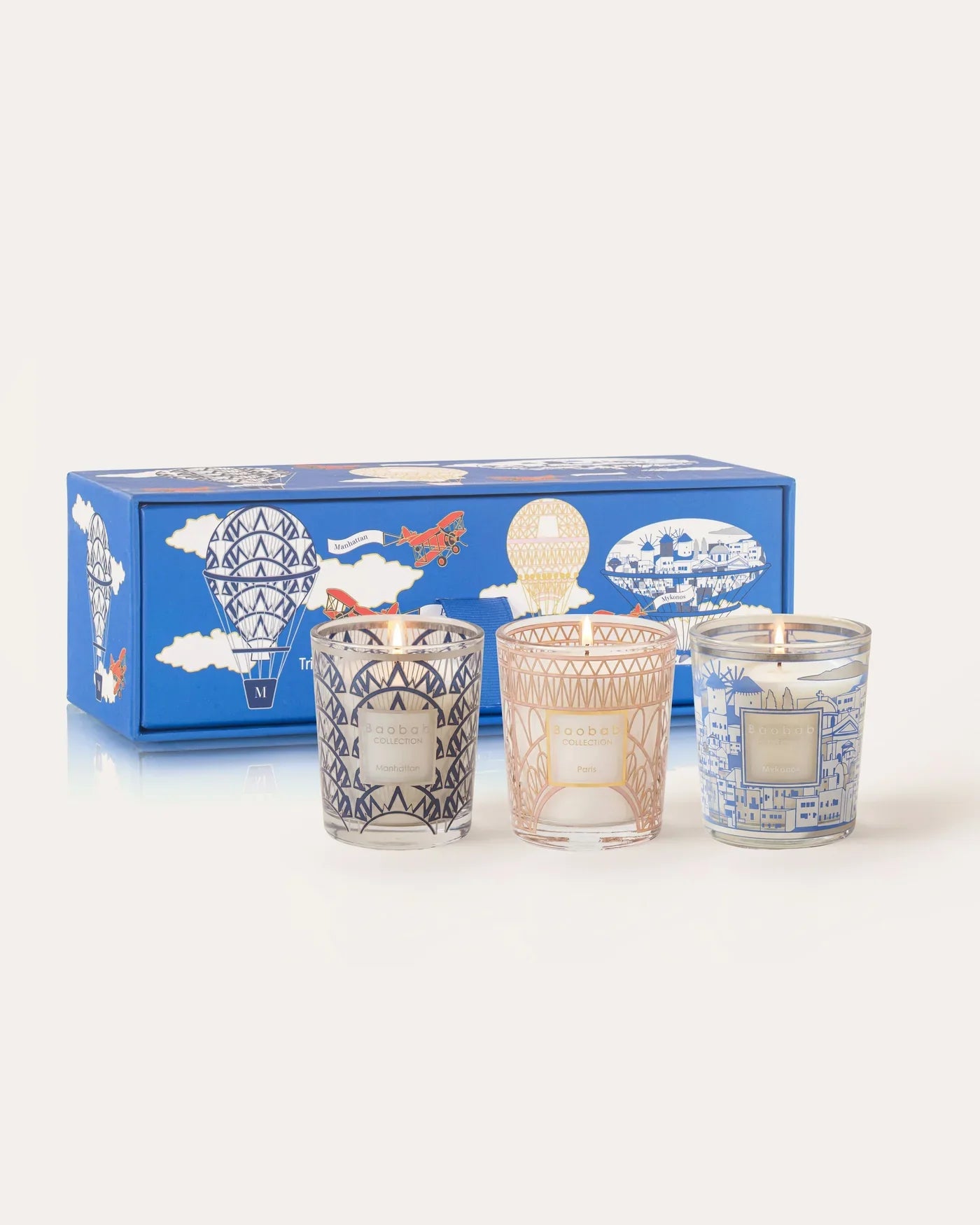 TRIO TRAVEL CANDLES MANHATTAN-PARIS-MYKONOS