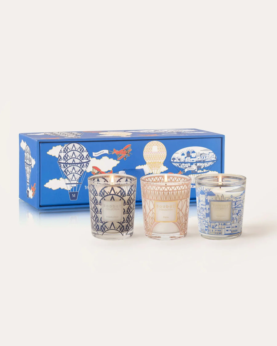 TRIO TRAVEL CANDLES MANHATTAN-PARIS-MYKONOS