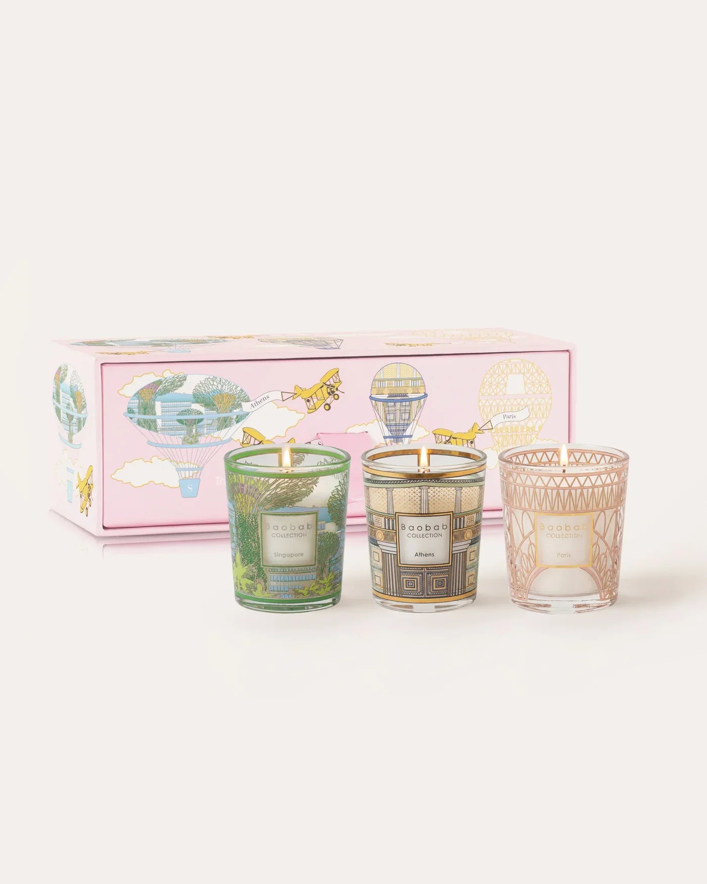 TRIO TRAVEL CANDLES SINGAPORE-ATHENS-PARIS