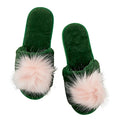 Green + Blush Pom Pom Slipper