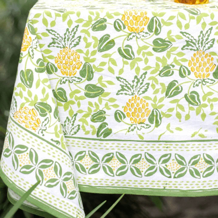Pineapple Party Green & Yellow Tablecloth