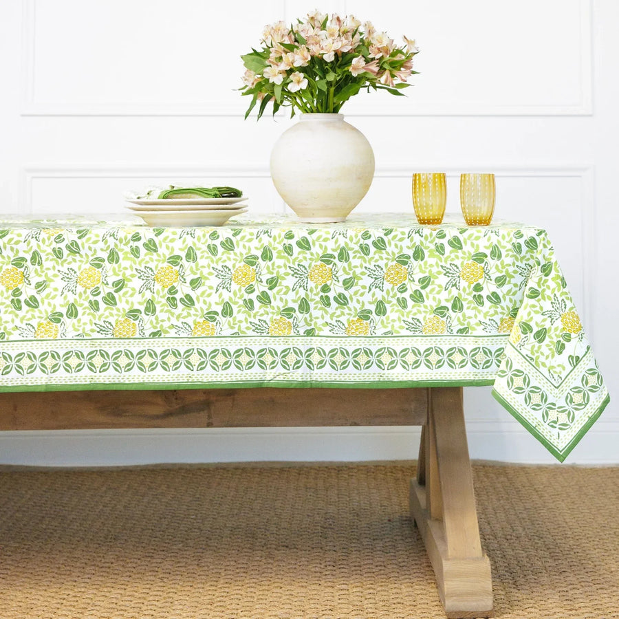 Pineapple Party Green & Yellow Tablecloth
