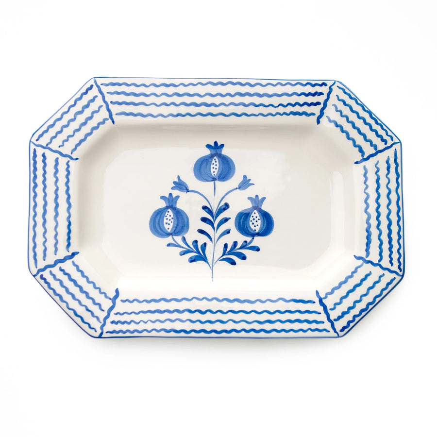 Pomegranate Cobalt Blue Rectangle Serving Platter