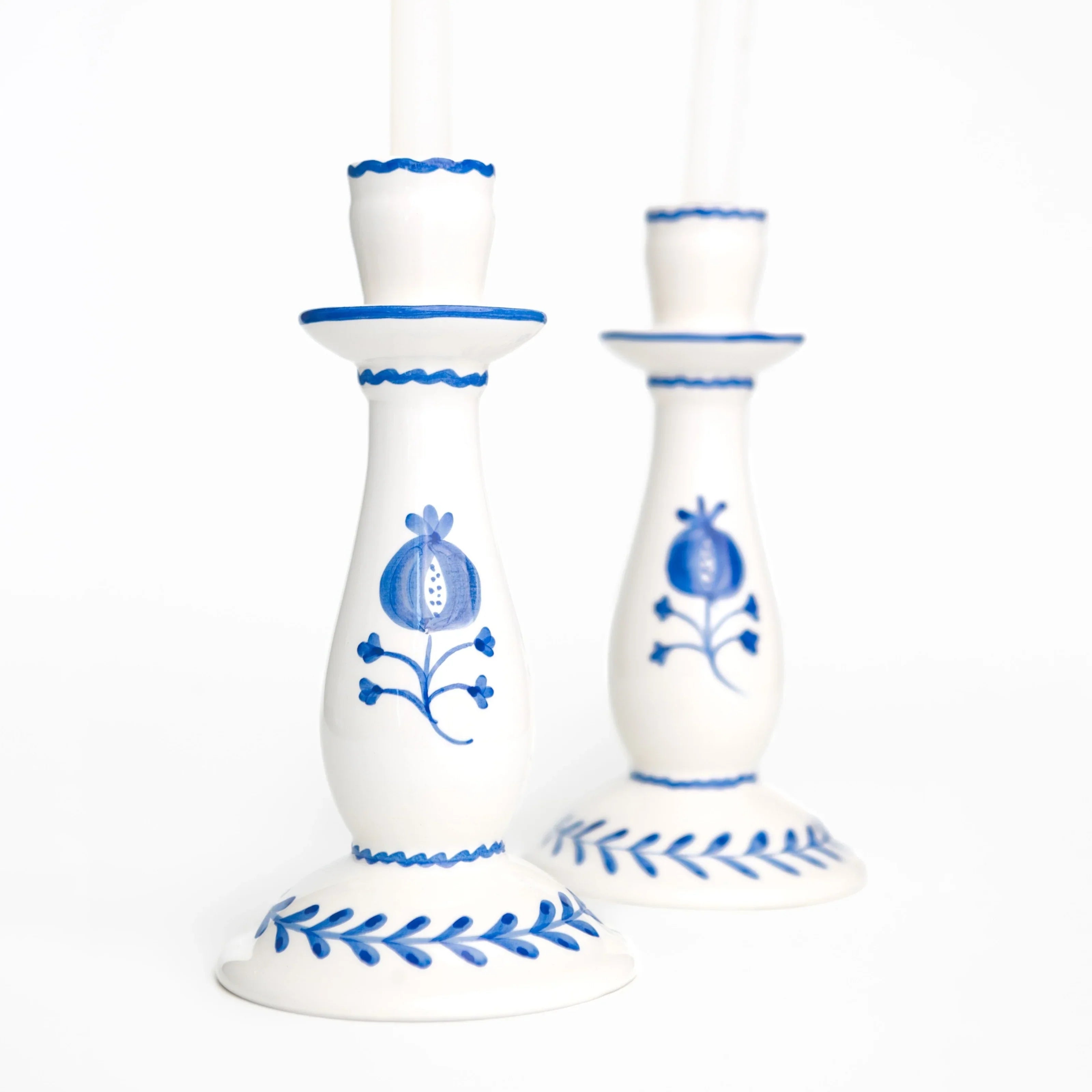 Pomegranate Trio Sketch Cobalt Blue Candlestick