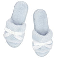 Blue + Ivory Velvet Bow Plush Spa Slipper