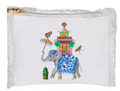 Flat Zip Fringe Pouch with Elephant print - Small