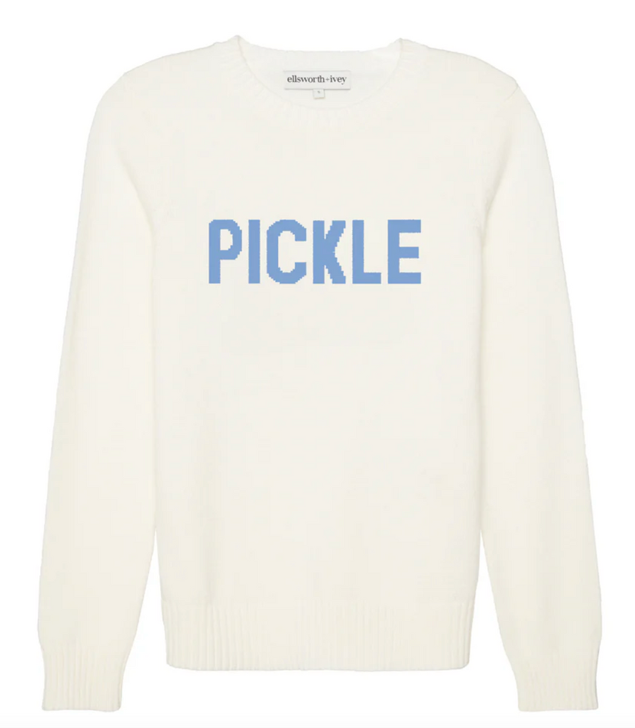 Pickle Classic Crewneck Sweater Ivory with Blue