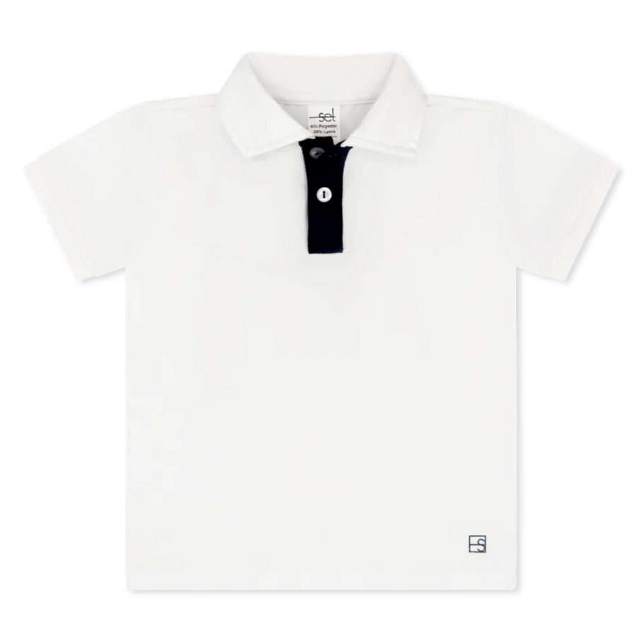 Parker Polo Pure Coconut Nantucket Navy