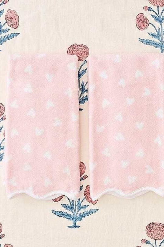 Weezie Scallop Heart Hand Towels Set of Two