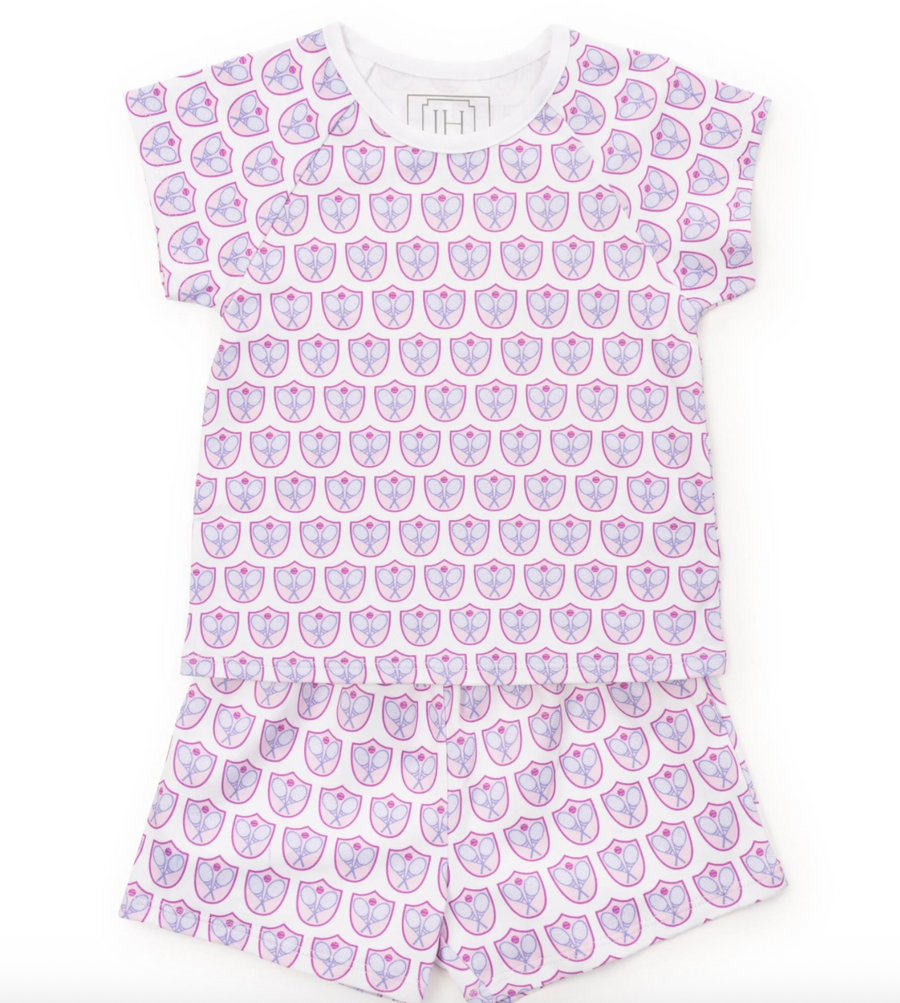Emery Girls' Short Set - Tennis Crest Pink