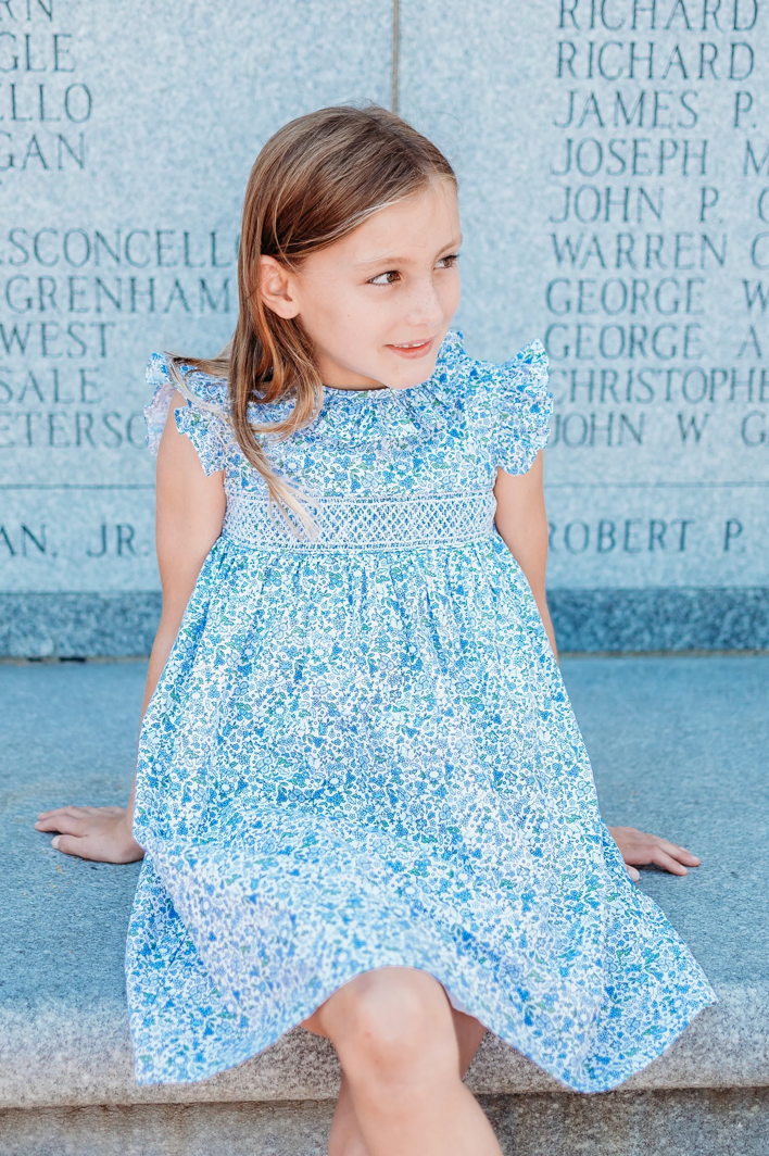 Olivia Blue Floral Smocked Dress
