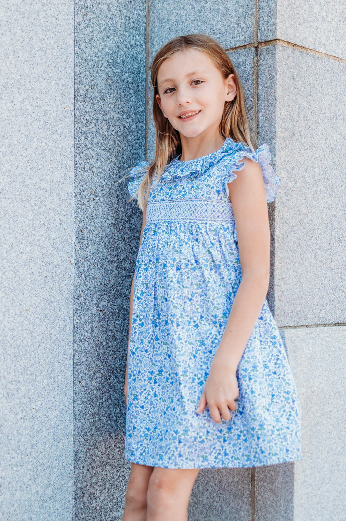 Olivia Blue Floral Smocked Dress