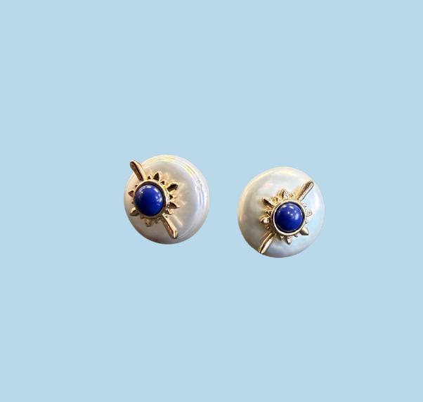 Pearl Blue Star Earrings