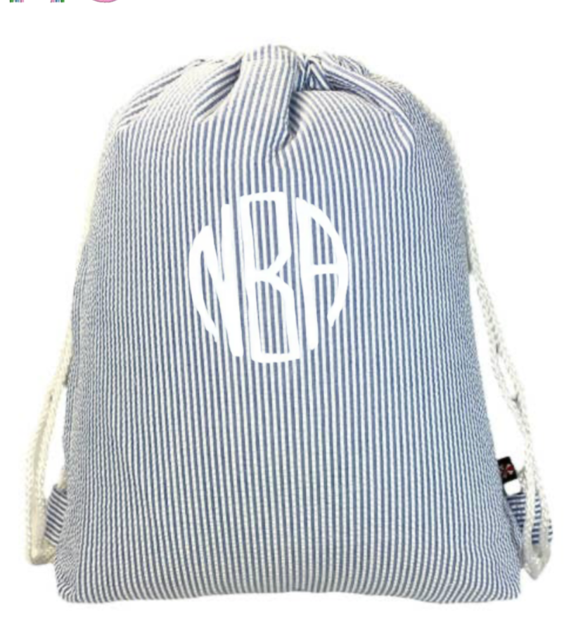 Navy Seersucker Sling Backpack | Mint
