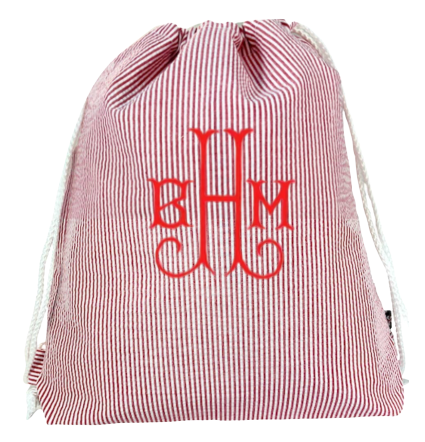 Red Seersucker Sling Backpack | Mint