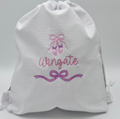 White Seersucker Sling Backpack | Mint