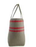 Off-Set Stripe Putty/Red Tote – Medium