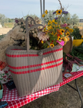 Off-Set Stripe Putty/Red Tote – Medium