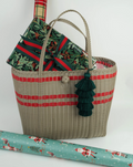 Off-Set Stripe Putty/Red Tote – Medium