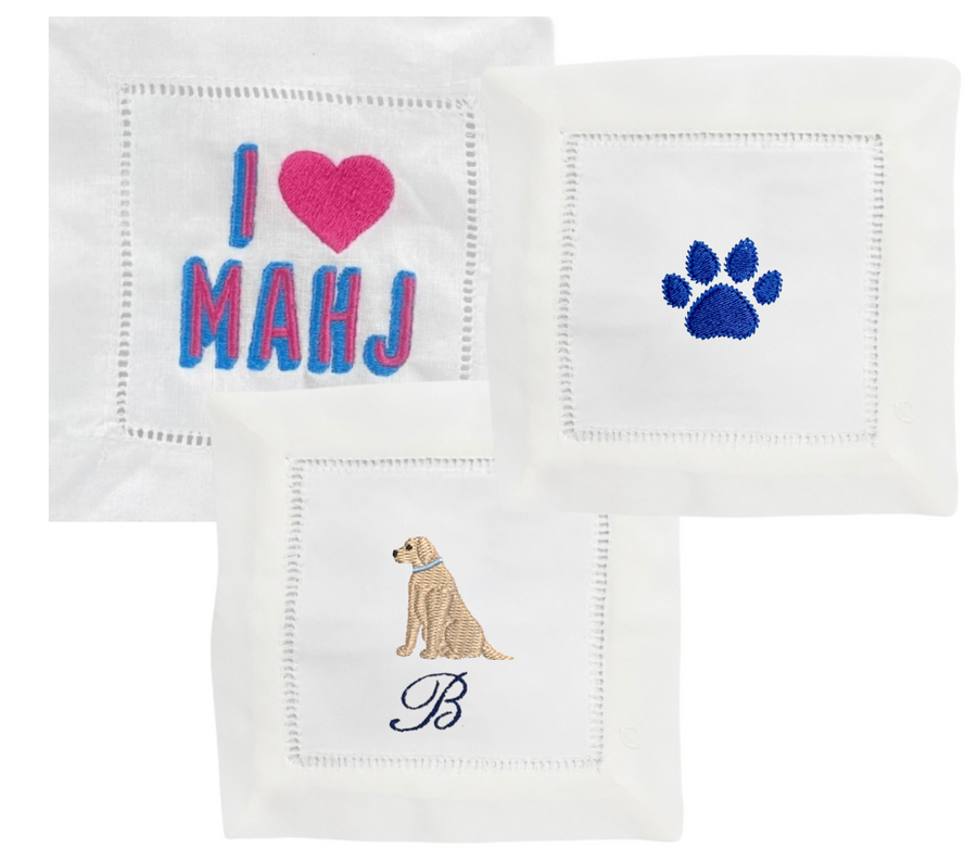 Linen Cocktail Napkins - Customized Embroidery Included