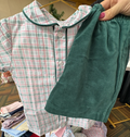 Percy & Tyne Green Boys Velvet Plaid Short Set