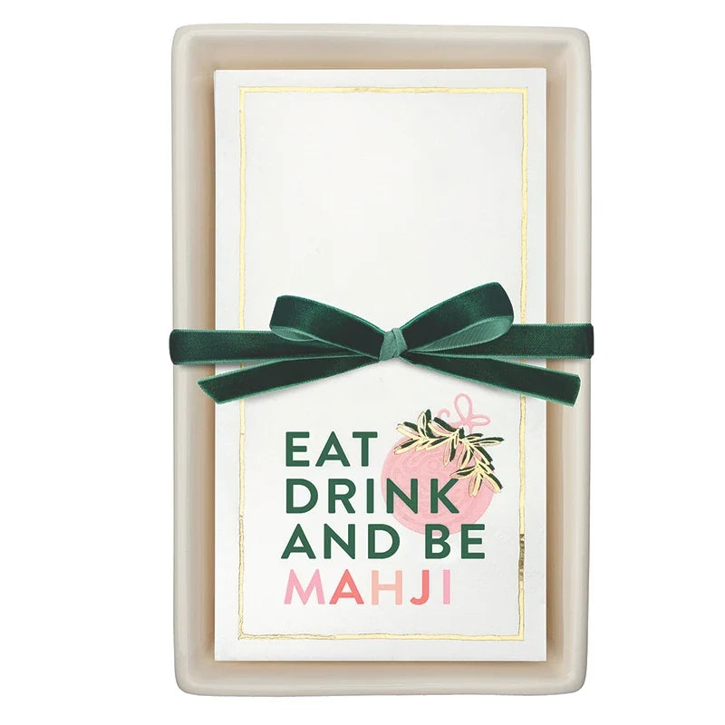 Christmas Ceramic Guest Napkin Tray + Napkins