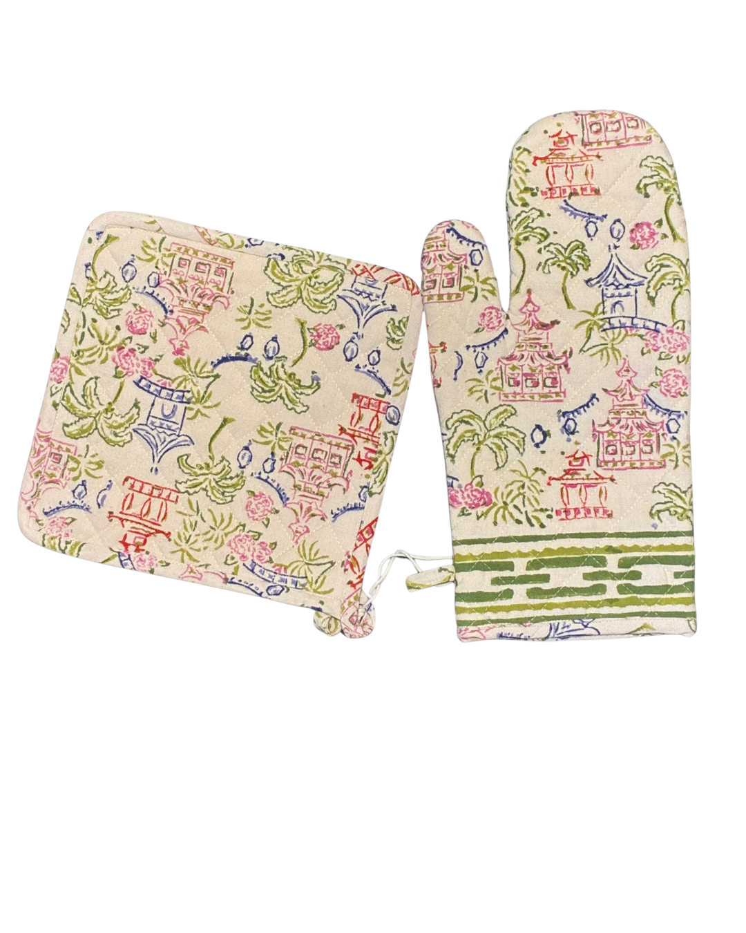Palms & Pagodas Oven Mitt Set