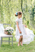 Violette Floral Blue Short Puff Smocked Dress
