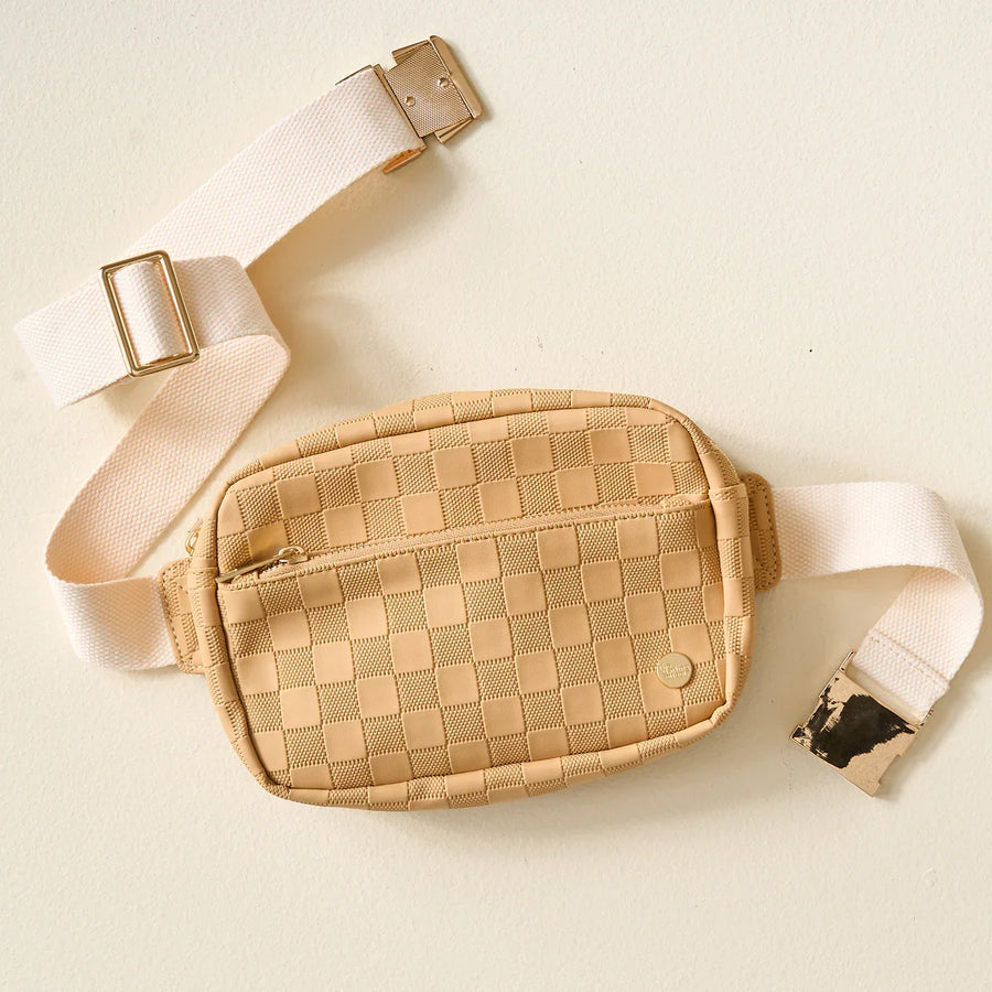 Tan Check Belt Bag