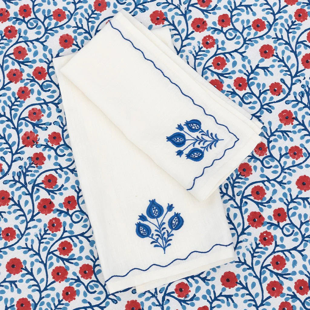 Pomegranate Trio Cobalt Linen Tea Towels