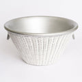 White Wicker and Aluminum Ice Bucket with Handles