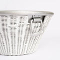 White Wicker and Aluminum Ice Bucket with Handles