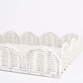 White Wicker Scalloped Rectangle Tray