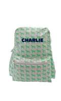 Kids Coated Fabric Backpack-Green Puppy Print