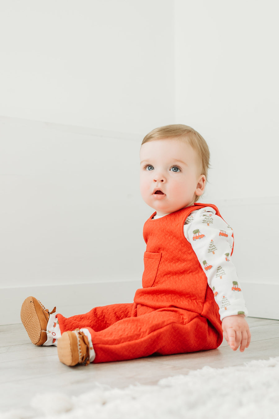 Christmas Cars Quilted Pima Overall Set