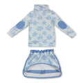 Long sleeves light blue floral pullover skirt girls clothes
