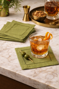 Lime Hemstitched Linen 6" Cocktail Napkin