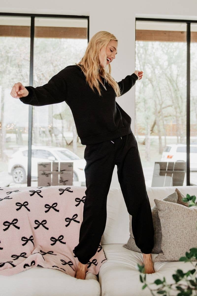 Black Scuba Pants Set Athletic Apparel