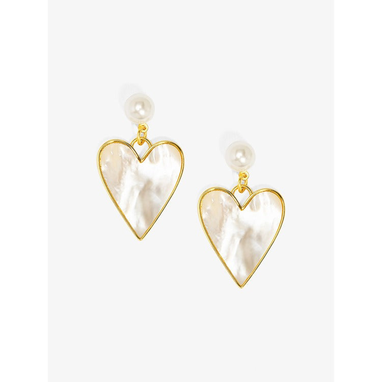Sea Light Heart Mother Of Pearl Drop Earring