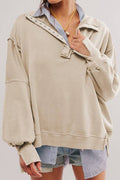 Half button outseam oversized sweatshirt