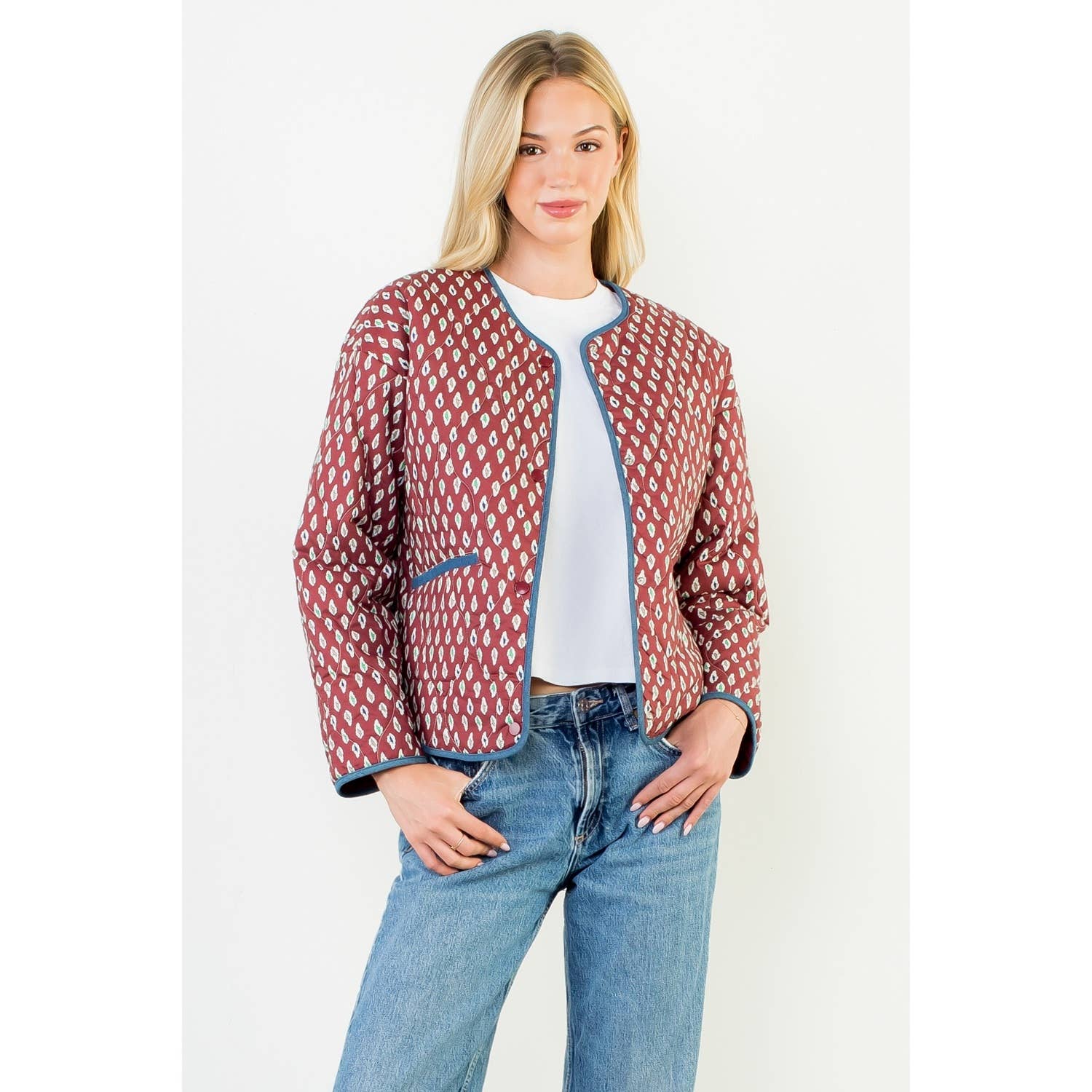 Print Detailed Quilted Jacket