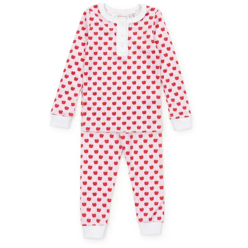 Schoolhouse Apples Cotton Pajama Pant Set - Pink