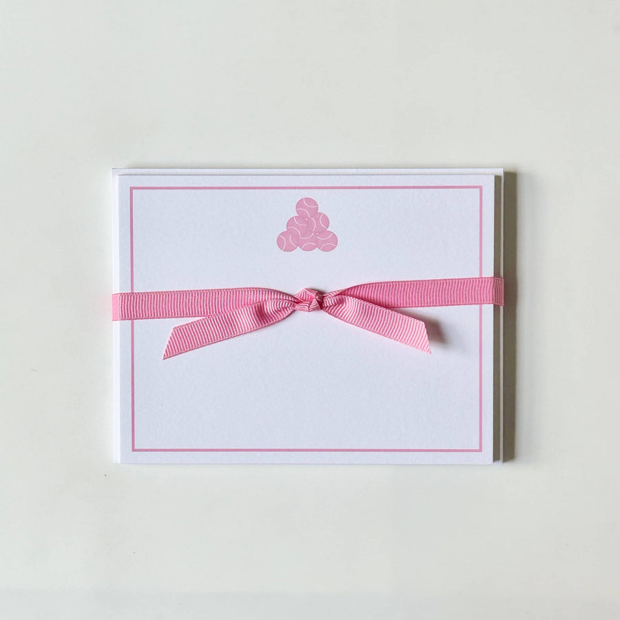 Tennis Balls Stacked, Pink  - Flat Note Cards