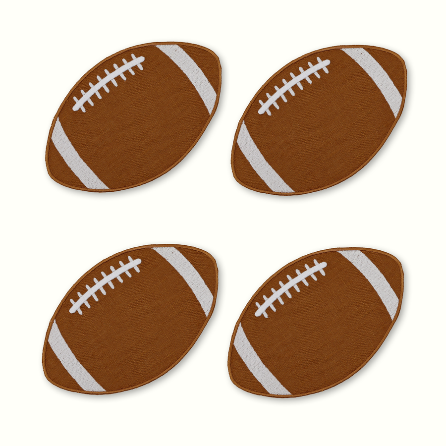 Football Linen Cocktail Napkins - Set of